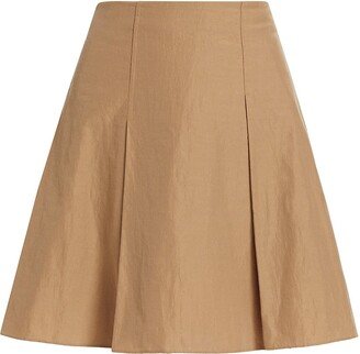 Cotton-Blend Pleated Miniskirt