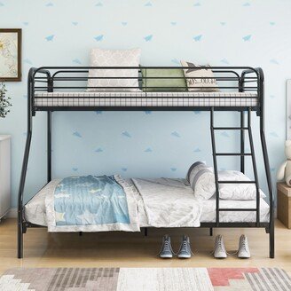 RASOO Twin-Over-Full Metal Bunk Bed, with Enhanced Upper-Level Guardrail and Ladder