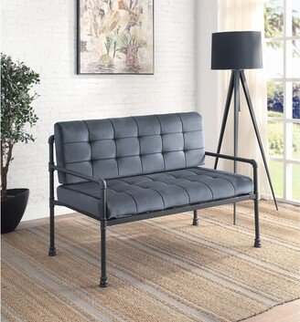 Global Pronex Metal Frame Brantley Loveseat with Velvet Cushion in Gray