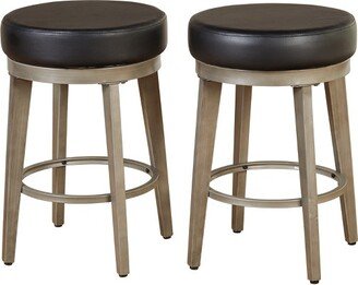 2pc 24 Linden Swivel Counter Height Barstools Black