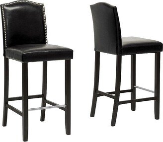 Set of 2 Libra Modern Barstools with Nail Head Trim Black