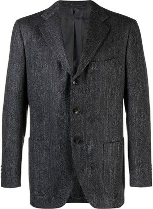 Herringbone Single-Breasted Blazer-AA