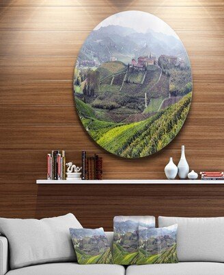 Designart 'Vineyards In Italy Panoramic' Disc Photography Circle Metal Wall Art - 23 x 23