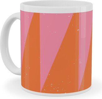 Mugs: Dual Traingles - Pink Ceramic Mug, White, 11Oz, Pink