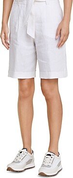 Linen Belted Bermuda Shorts