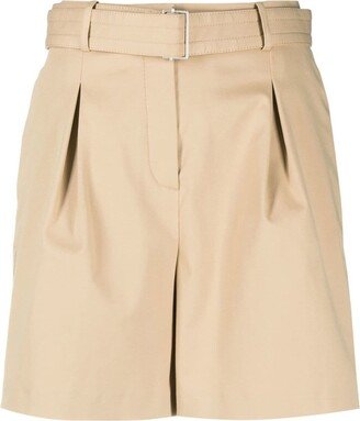 Belted Stretch-Cotton Shorts