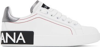 White & Silver Portofino Low Sneakers