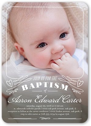 Baptism Invitations: Simple And Sweet Baptism Invitation, White, Standard Smooth Cardstock, Rounded