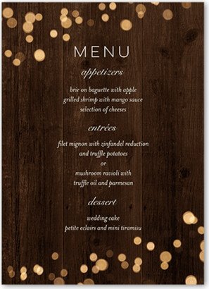 Wedding Menu Cards: Rustic Shimmer Wedding Menu, Brown, 5X7 Flat Menu, Standard Smooth Cardstock, Square