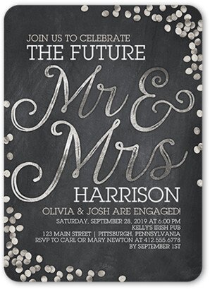 Engagement Party Invitations: Shimmering Future Engagement Party Invitation, Grey, 5X7, Standard Smooth Cardstock, Rounded