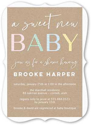 Baby Shower Invitations: Classic Shower Girl Baby Shower Invitation, White, 5X7, Signature Smooth Cardstock, Bracket