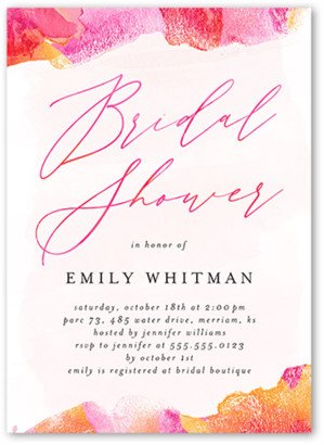 Bridal Shower Invitations: Watercolors And Showers Bridal Shower Invitation, Pink, 5X7, Matte, Signature Smooth Cardstock, Square