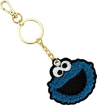 Cookie Monter Chenille Embroidered Patch Gold Hardware Keychain