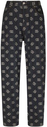 Logo-Jacquard Wide-Leg Jeans