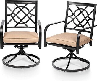 Outdoor Patio Metal Swivel Rocker Dining Chairs Set of 2