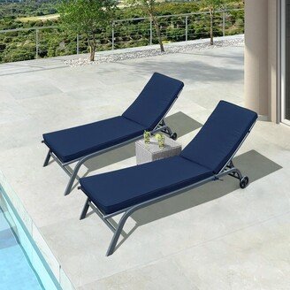 IGEMAN Patio Chaise Lounge with Removable Cushion Cover and Wheel