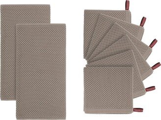 PiccoCasa 100% Cotton Absorbent Kitchen Quick Drying Towel and Dishcloth Towels 8 Pcs Brown