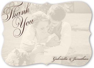 Thank You Cards: Romantic Overlay Thank You Card, Brown, Matte, Signature Smooth Cardstock, Bracket