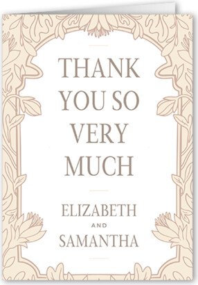 Wedding Thank You Cards: Newlywed Nouveau Thank You Card, White, 3X5, Matte, Folded Smooth Cardstock