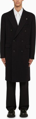 Blue wool double-breasted coat