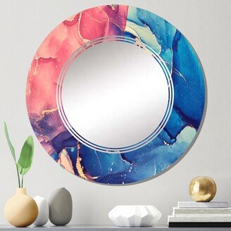 Designart 'Red And Blue Liquid Art I' Printed Modern Wall Mirror