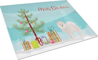 CK3463LCB Japanese Spitz Christmas Tree Glass Cutting Board