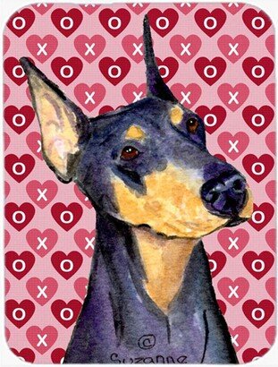 SS4495LCB Doberman Hearts Love & Valentines Day Portrait Glass Cutting Board