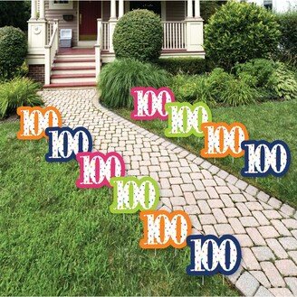 Big Dot Of Happiness 100th Birthday - Cheerful Happy Birthday - Lawn Decor- Outdoor Yard Decor 10 Pc