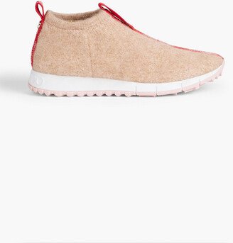 Norway brushed stretch-knit slip-on sneakers