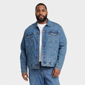 Men's Big & Tall Midwash Denim Trucker Jacket - Goodfellow & Co™ Blue