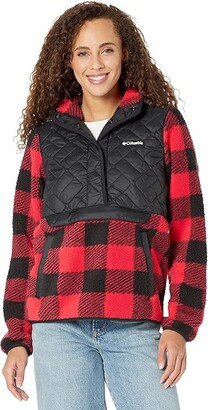 Sweet View Fleece Hooded Pullover (Black/Red Lily Check) Women's Clothing