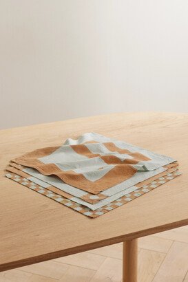 LRNCE - Bodha Set Of Four Printed Cotton Napkins - Blue