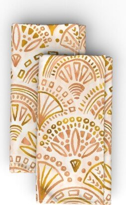 Cloth Napkins: Seashell Geometry - Neutral Cloth Napkin, Longleaf Sateen Grand, Orange