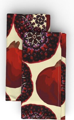 Cloth Napkins: Pomegranate - Red Cloth Napkin, Longleaf Sateen Grand, Red