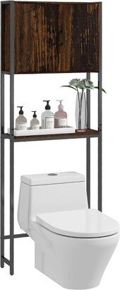 kleankin Industrial Over The Toilet Storage Cabinet, Bathroom Space Saver Above Toilet with Double Door Cupboard and Adjustable Shelf, Rustic Brown