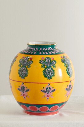 Bubble Gold-plated Porcelain Vase - Yellow