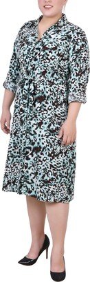 Plus Size Printed Shirt Dress