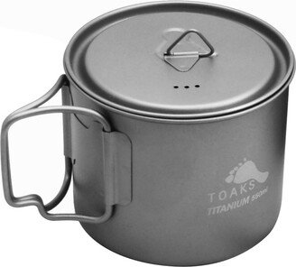 TOAKS 550ml Ultralight Titanium Camping Cooking Pot with Foldable Handles
