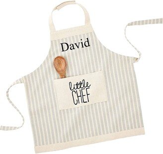 Personalized Monogrammed Kids Striped Apron & Spoon Set Little Chef With Blue