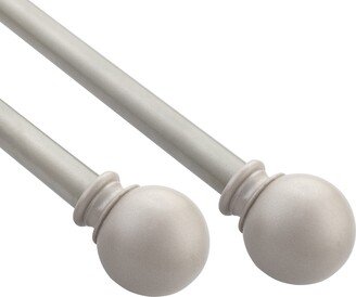 Deco Window 2 Pack Single Curtain Rod with Ball Finials & Brackets Set - 44 to 84, 5/8 Inch Diameter, Nickel - 44 to 84 inches