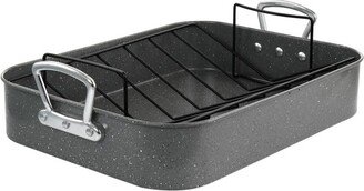 Greystone 2 Piece Carbon Steel 16.25in. Turkey Roaster Set in Speckled Grey