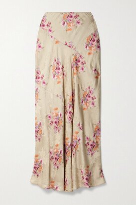 Booker Floral-print Satin-jacquard Maxi Skirt - Neutrals