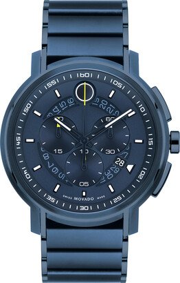 Men's Movado Strato™ Blue PVD Chronograph Watch with Blue Dial (Model: 0607555)