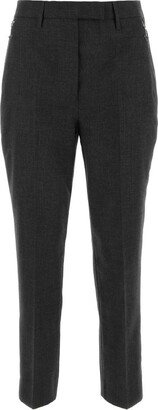 Mid-Rise Zip-Pocket Cropped Trousers