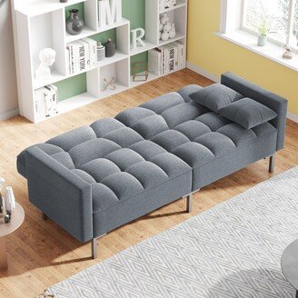 IGEMAN 74.75 Convertible Folding Futon Sofa Bed Linen Comfortable Upholstered Loveseat