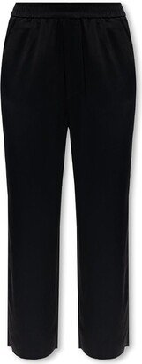 Elasticated-Waist Straight Leg Cropped Trousers