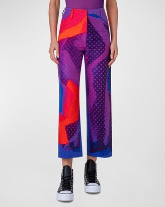 Flora Superimposition-Print Wide-Leg Crop Pants