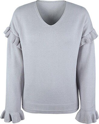 Generic women clothing Fall Sweatshirts for Women Trendy And Winter Cotton Sweater OverSized Solid Color Wool Edge Fashioin Casual Fall Fashion Grey