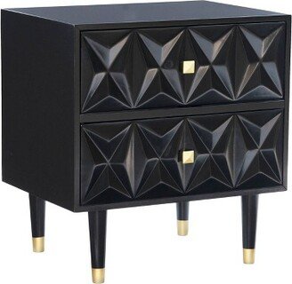 Glam 2 Drawer Geo Textured Nightstand