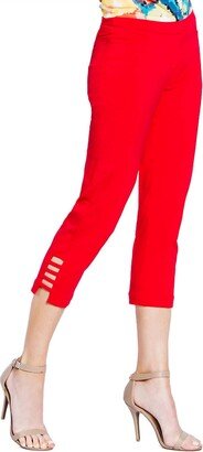 Slimsation By Multiples Solid Crop Cut Out Hem Pants In Red